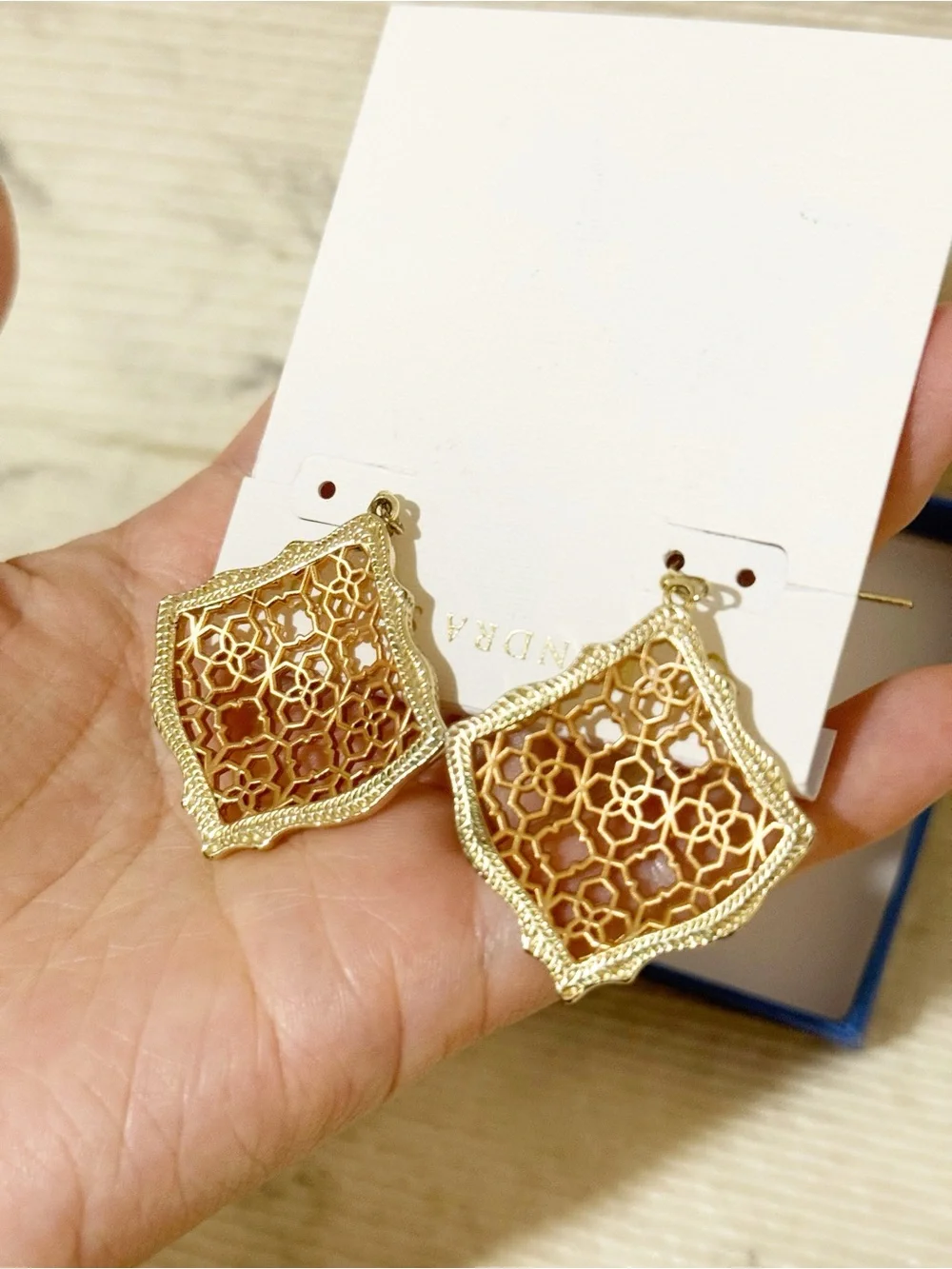 Kendra Scott “Kristen” Drop Earrings - Rose Gold Filigree - Picture 10 of 11